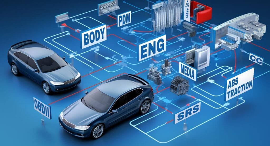 Illustration of CAN Bus, Control Area Network